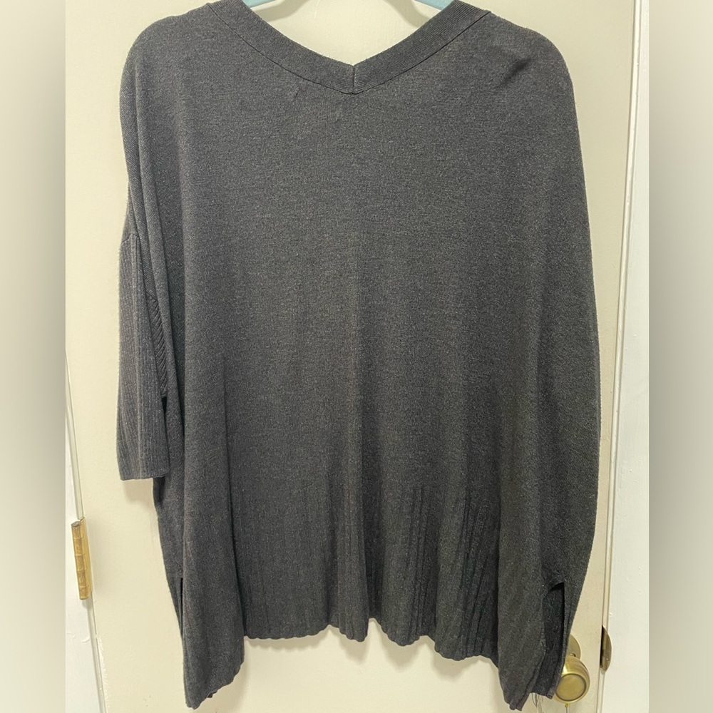 EVRI Women's Charcoal V-Neck Sweatshirt - Picture 2 of 3